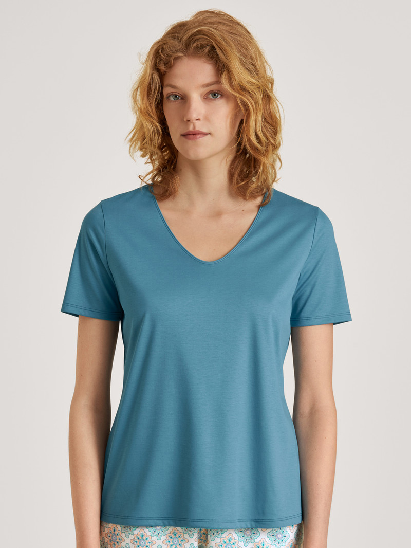 Loungewear Calida Favourites Balance V-shirt Bleu Femme | VKT-5434992