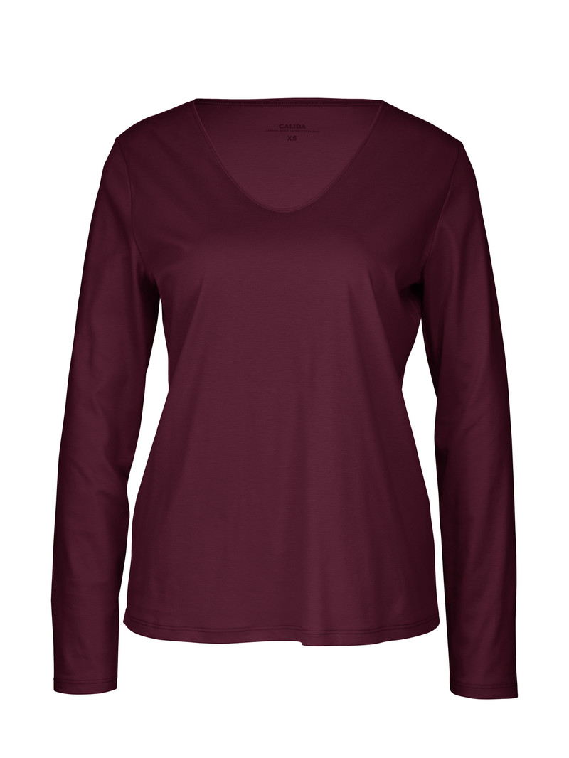 Loungewear Calida Favourites Ground Shirt Long Sleeve Bleu Royal Rouge Femme | LEJ-8538824