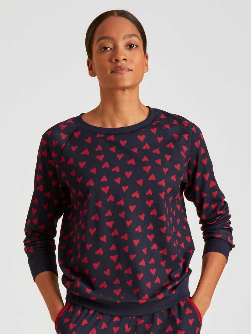 Loungewear Calida Favourites Holidays Shirt Long-sleeve Noir Bleu Femme | FWJ-8273270