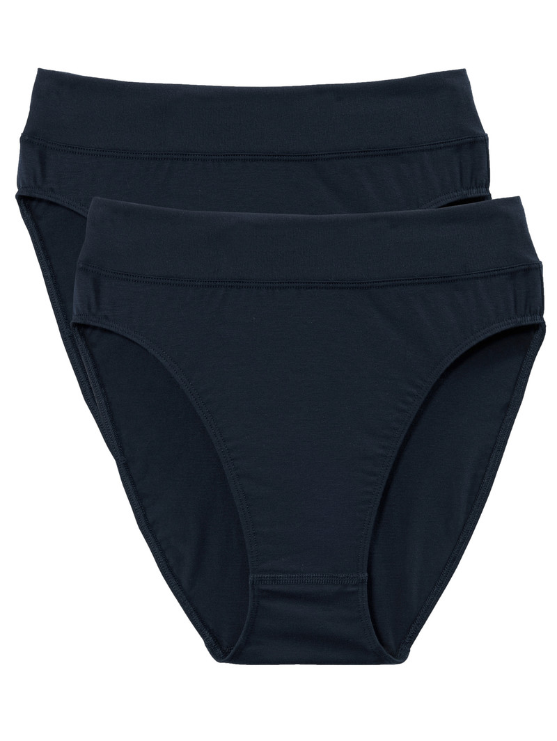 Sous Vêtement Calida Elastic Brief With Soft Waistband In Double Pack, High Waist Noir Bleu Femme | SAJ-5627667