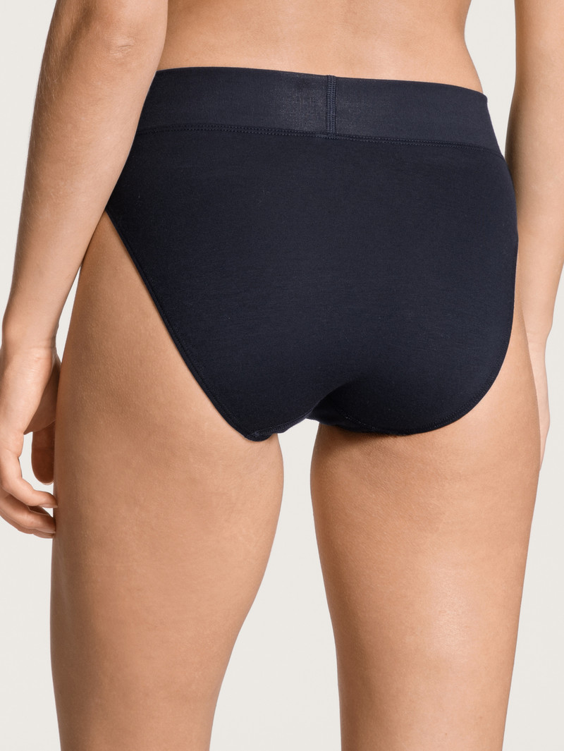 Sous Vêtement Calida Elastic Brief With Soft Waistband In Double Pack, High Waist Noir Bleu Femme | SAJ-5627667