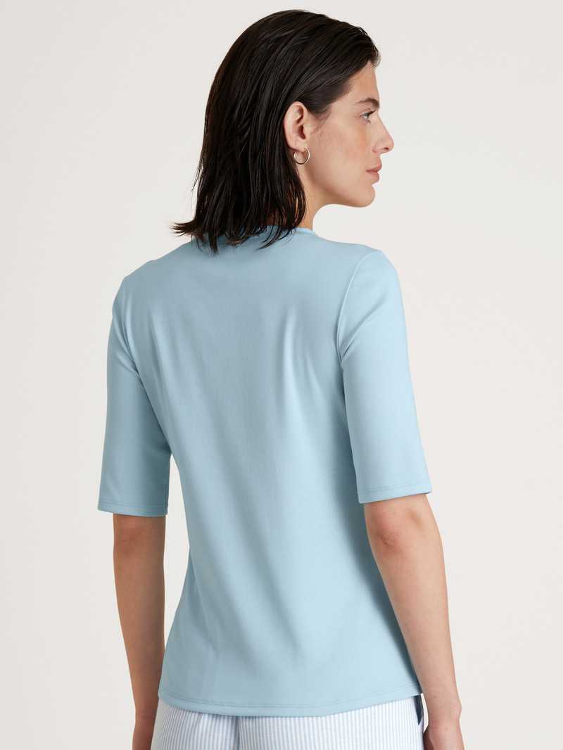 Loungewear Calida Amalfi Journey Shirt Short Sleeve Bleu Femme | EHA-1601970