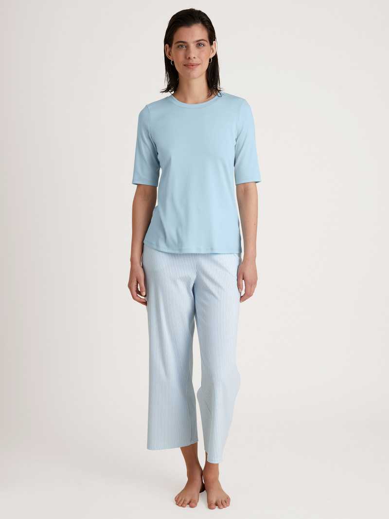 Loungewear Calida Amalfi Journey Shirt Short Sleeve Bleu Femme | EHA-1601970