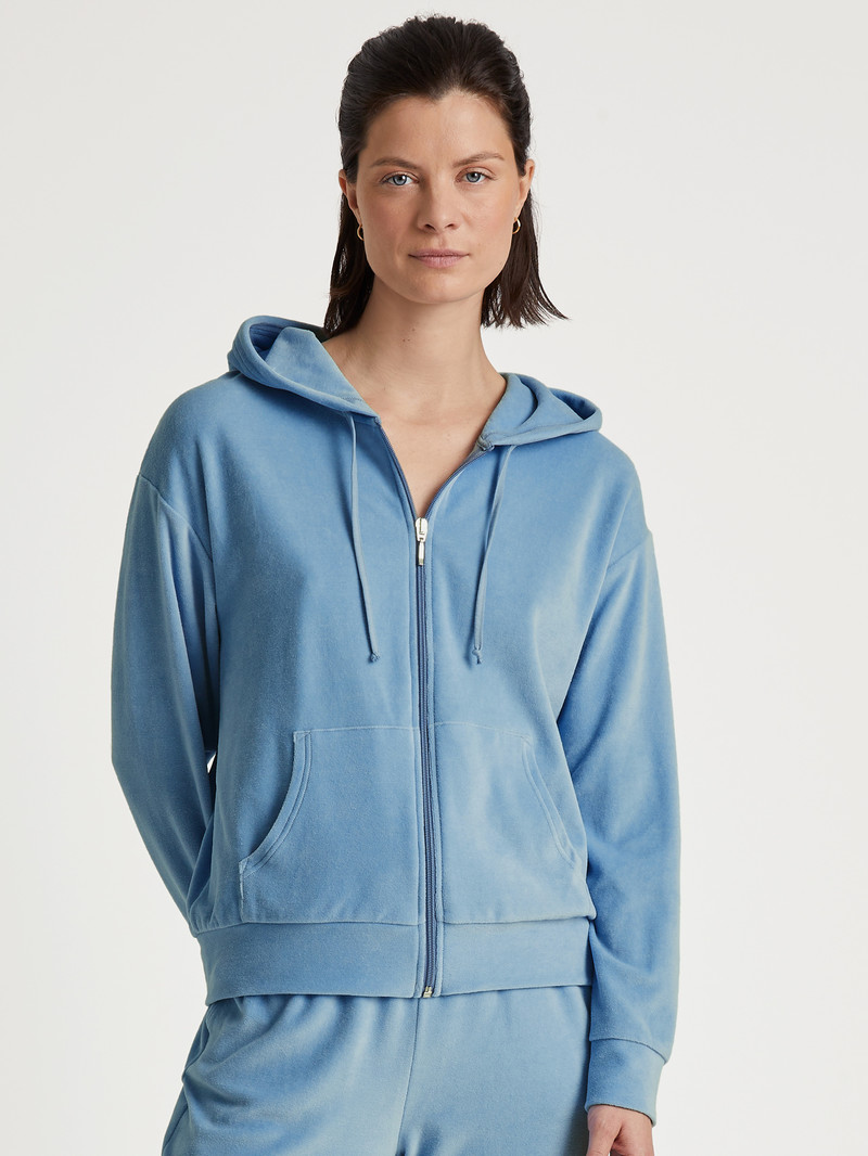 Loungewear Calida Lounge Velours Jacket Endless Sky Femme | VIB-5639770