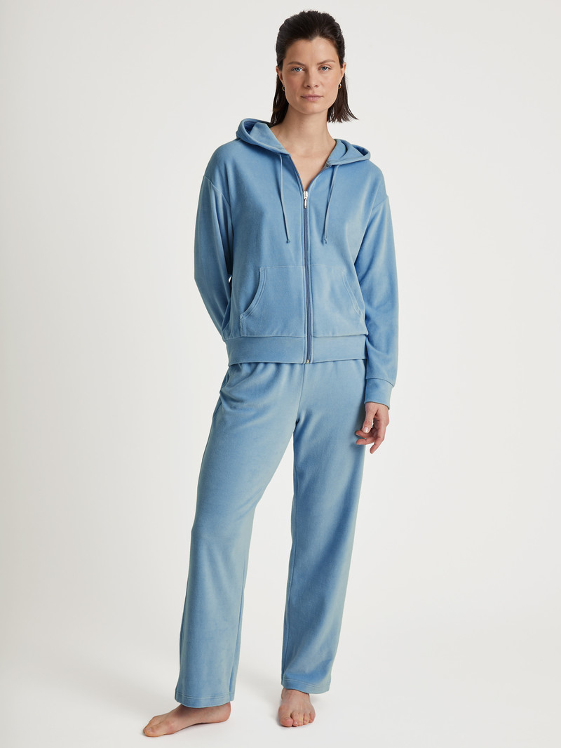 Loungewear Calida Lounge Velours Jacket Endless Sky Femme | VIB-5639770