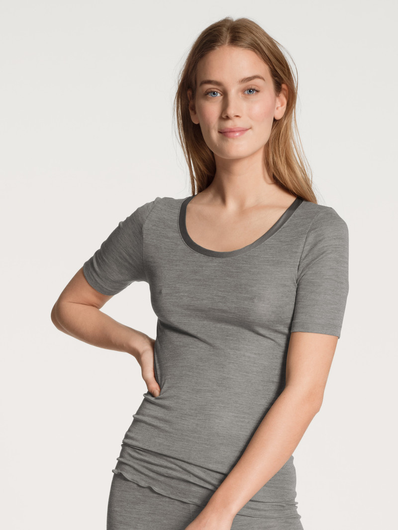 Sous Vêtement Calida True Confidence Shirt Short Sleeve Platin Melé_ Femme | XND-7851922