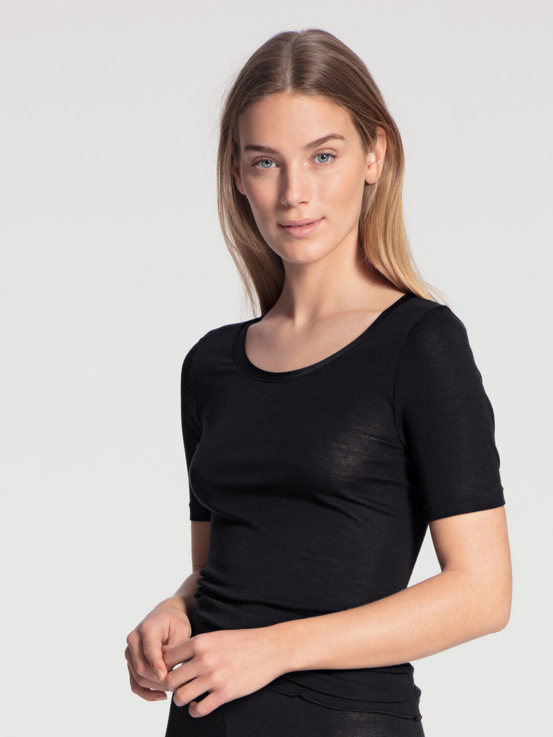 Sous Vêtement Calida True Confidence Shirt Short Sleeve Ws Schwarz Femme | FEH-0308828