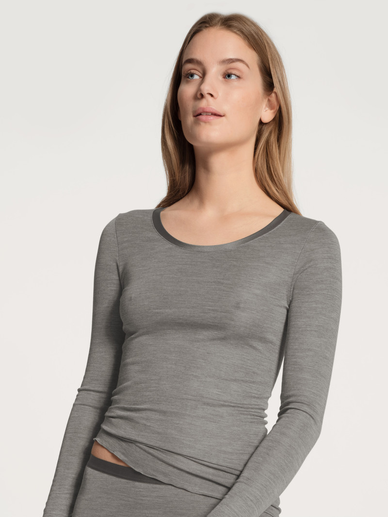 Sous Vêtement Calida True Confidence Shirt Long Sleeve Platin Melé_ Femme | LCA-2981002