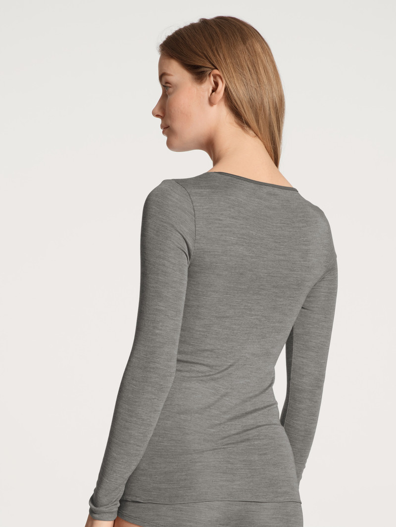 Sous Vêtement Calida True Confidence Shirt Long Sleeve Platin Melé_ Femme | LCA-2981002