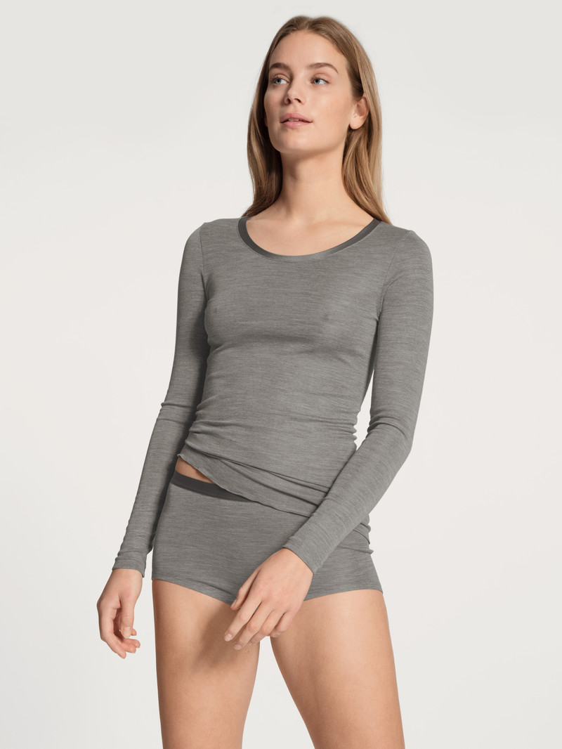 Sous Vêtement Calida True Confidence Shirt Long Sleeve Platin Melé_ Femme | LCA-2981002