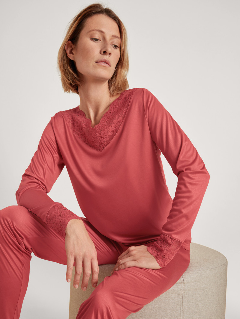 Vêtement De Nuit Calida Glamorous Nights Pyjama Rouge Femme | QYA-5246623