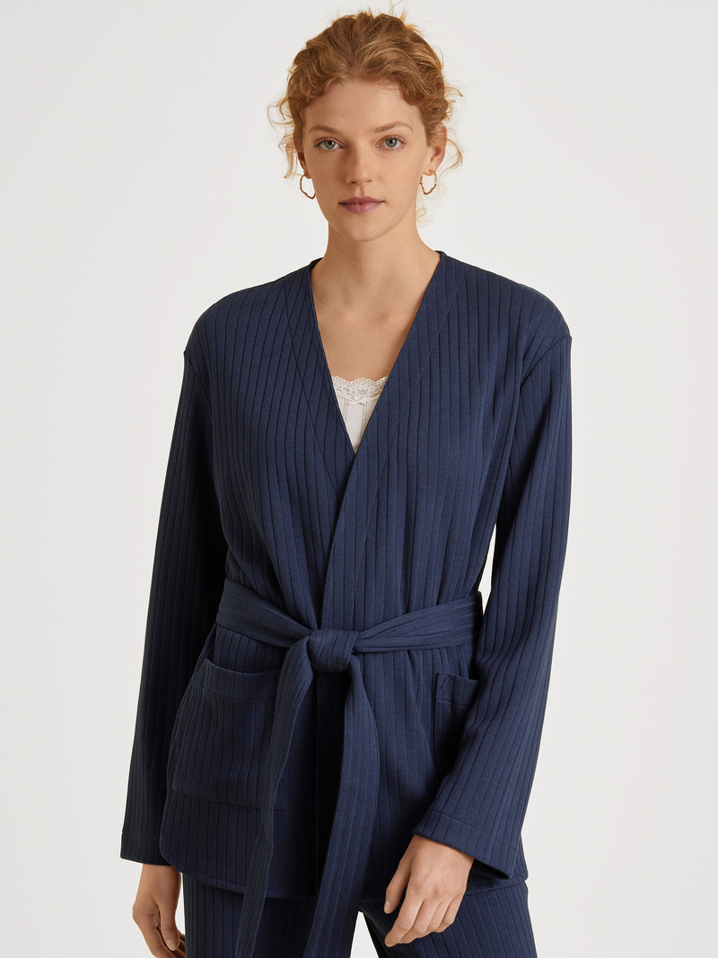 Loungewear Calida Lounge Harmony Jacket Bleu Foncé Femme | UHG-3852609