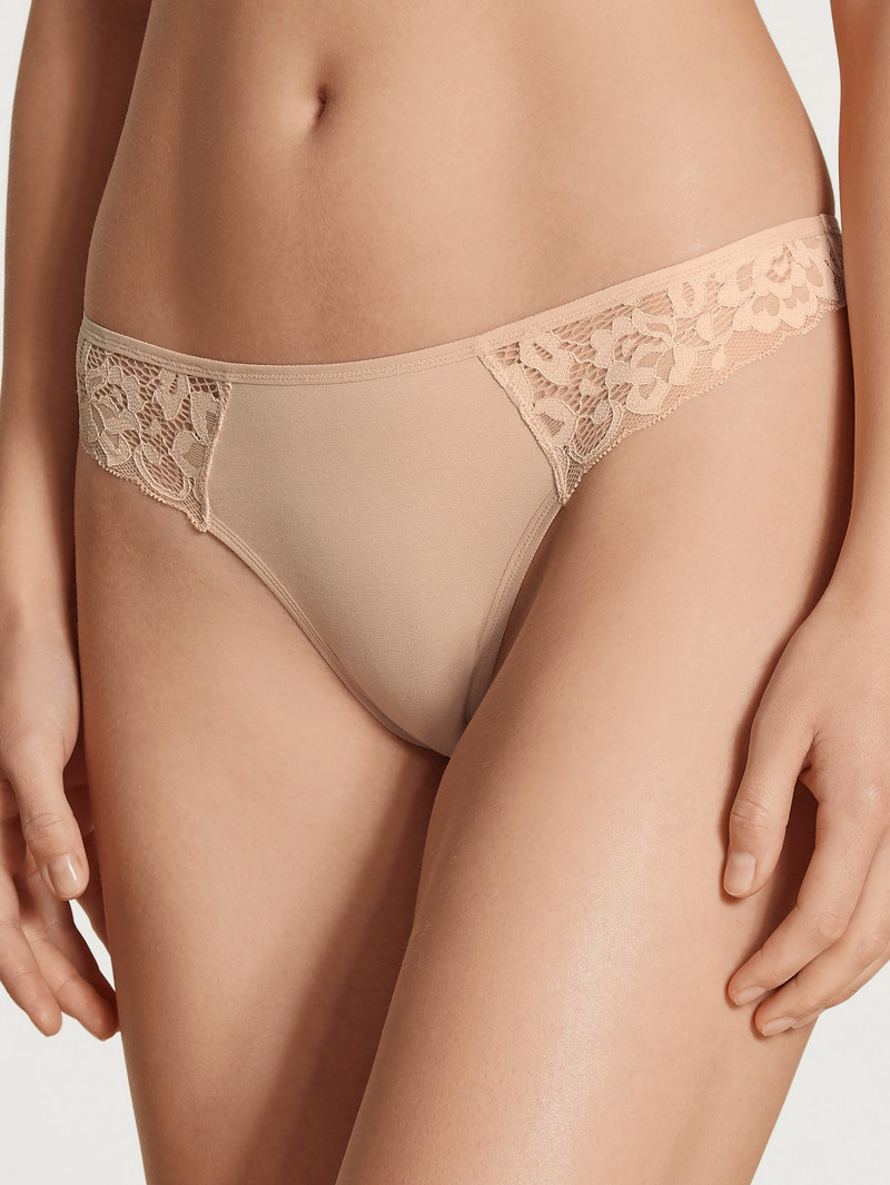 Sous Vêtement Calida Natural Comfort Lace String Rose Femme | GWD-1421685