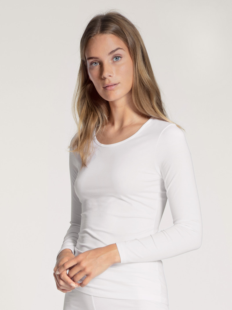 Sous Vêtement Calida Natural Comfort Shirt Long Sleeve Weiss Femme | BMA-9990806