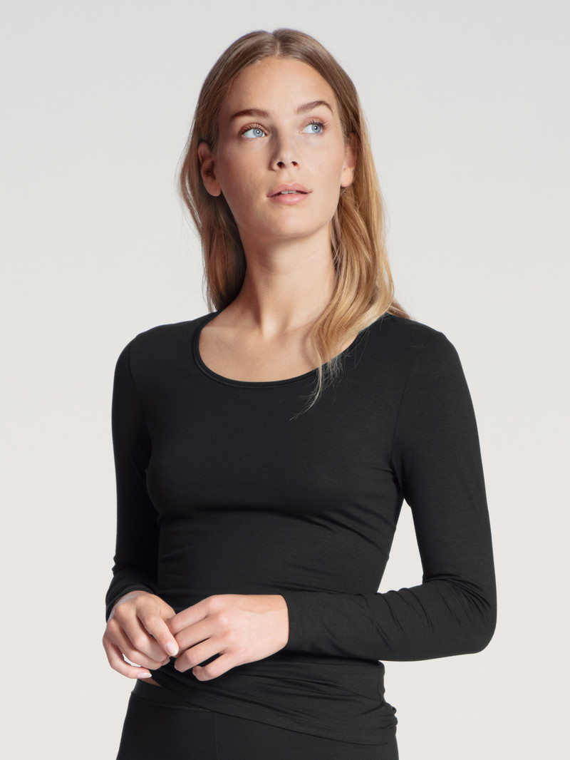 Sous Vêtement Calida Natural Comfort Shirt Long Sleeve Schwarz Femme | PIN-8711918