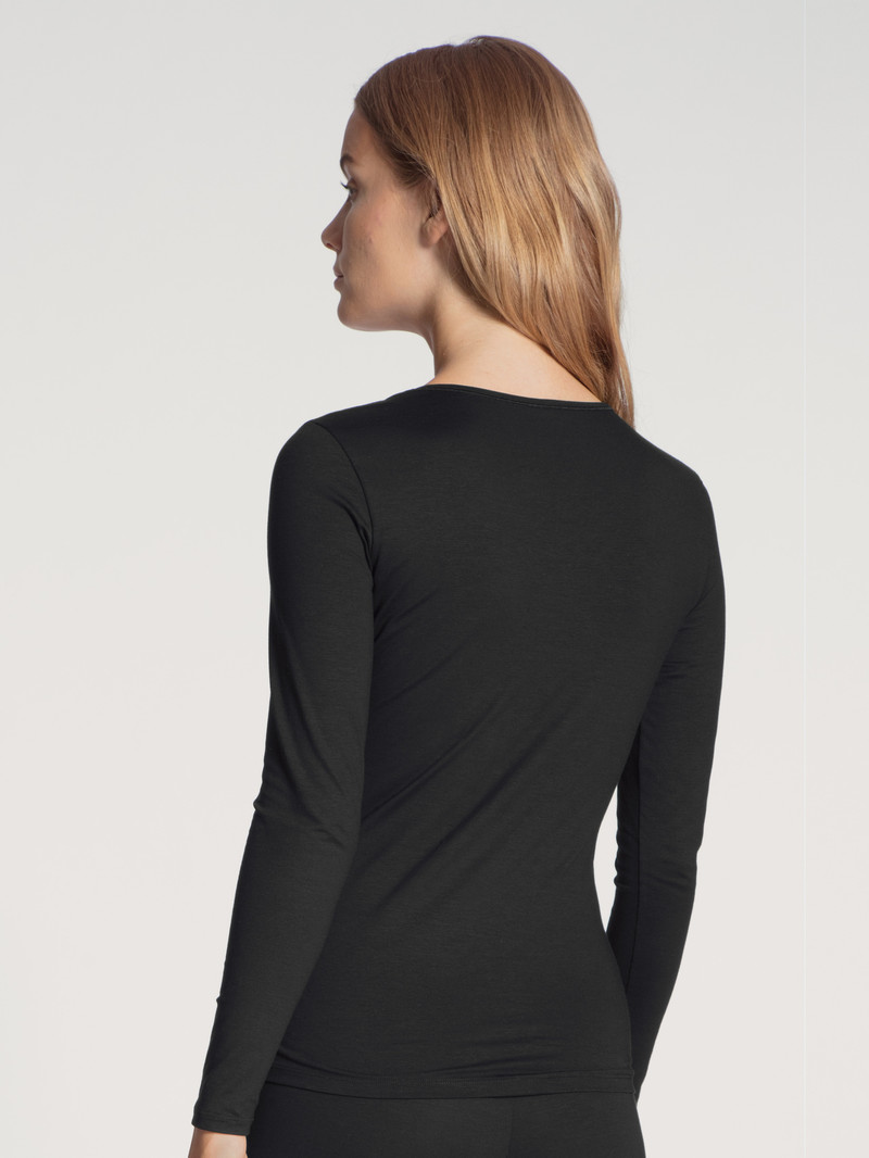 Sous Vêtement Calida Natural Comfort Shirt Long Sleeve Schwarz Femme | PIN-8711918