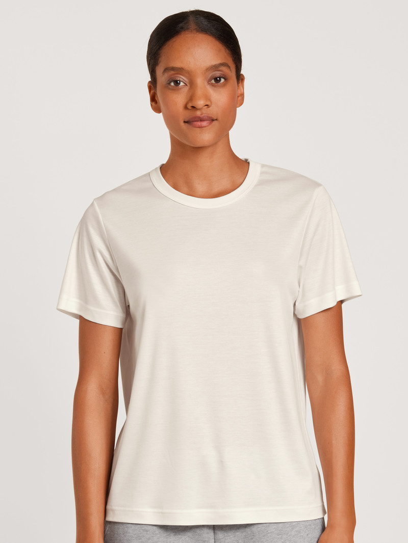 Loungewear Calida Circular Lounge Shirt Short Sleeve, Cradle To Cradle Certified Blanche Femme | EQH-3047990