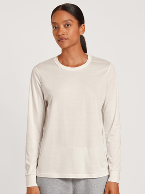 Loungewear Calida Circular Lounge Long-sleeved Shirt, Cradle To Cradle Certified Blanche Femme | ORR-8367009