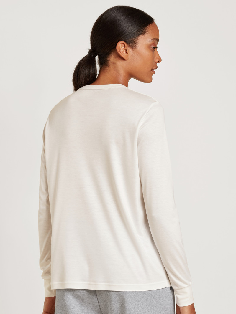 Loungewear Calida Circular Lounge Long-sleeved Shirt, Cradle To Cradle Certified Blanche Femme | ORR-8367009