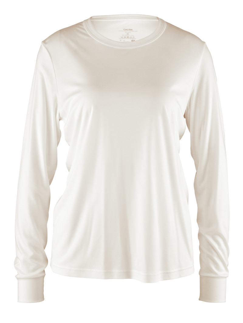 Loungewear Calida Circular Lounge Long-sleeved Shirt, Cradle To Cradle Certified Blanche Femme | ORR-8367009