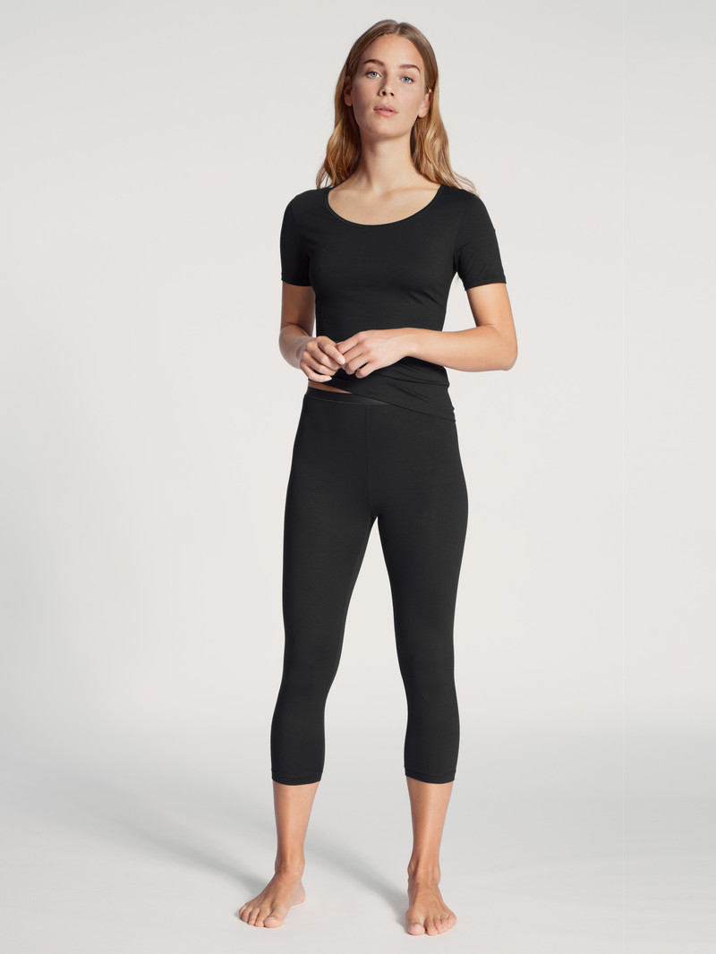 Loungewear Calida Natural Comfort 3/4 Leggings Schwarz Femme | EVP-1934414