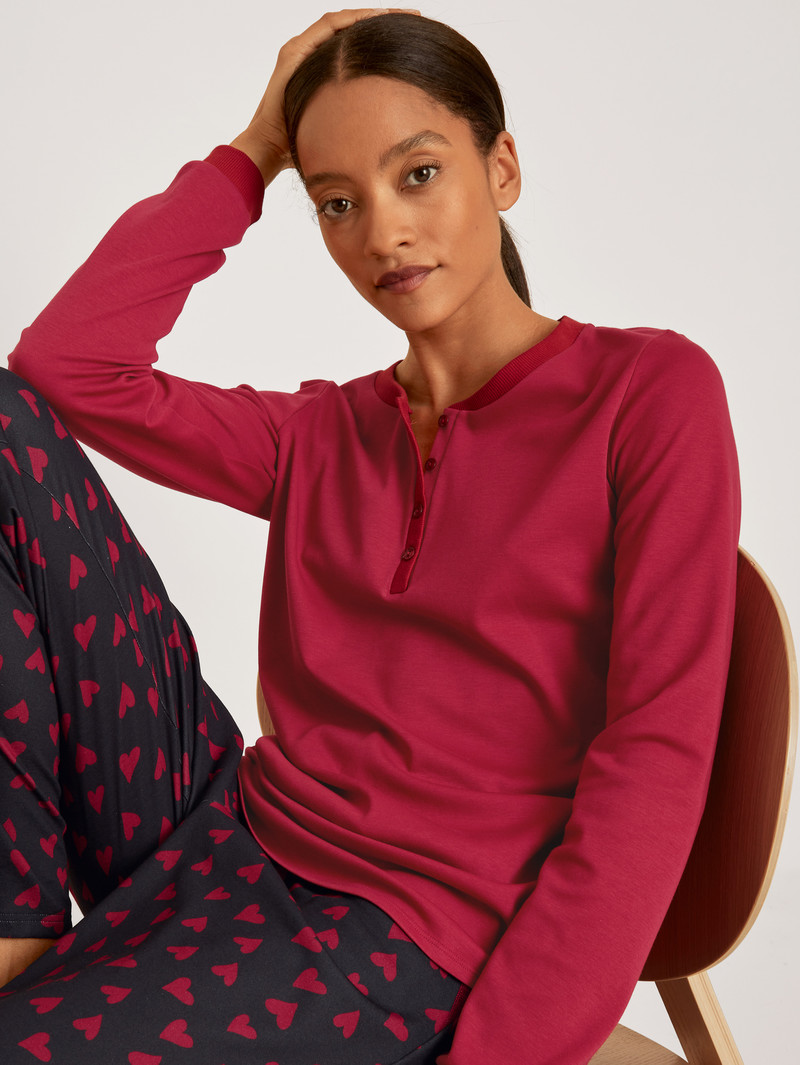 Loungewear Calida Favourites Holidays Shirt Long-sleeve Rouge Femme | VRK-3436192