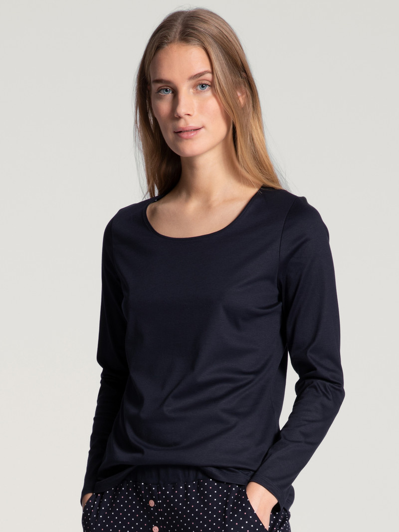 Loungewear Calida Favourites Dreams Shirt Long Sleeve Noir Bleu Femme | OIS-4698283