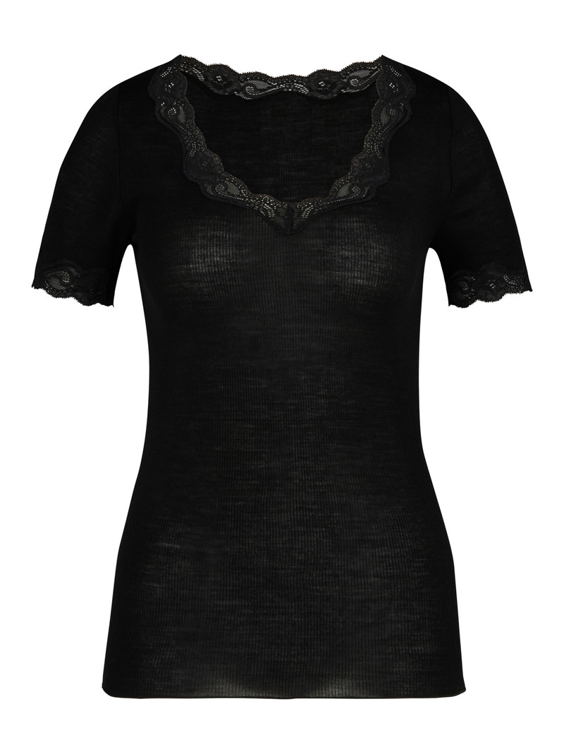 Loungewear Calida Richesse Lace Shirt Short Sleeve Ws Schwarz Femme | MAR-4872651