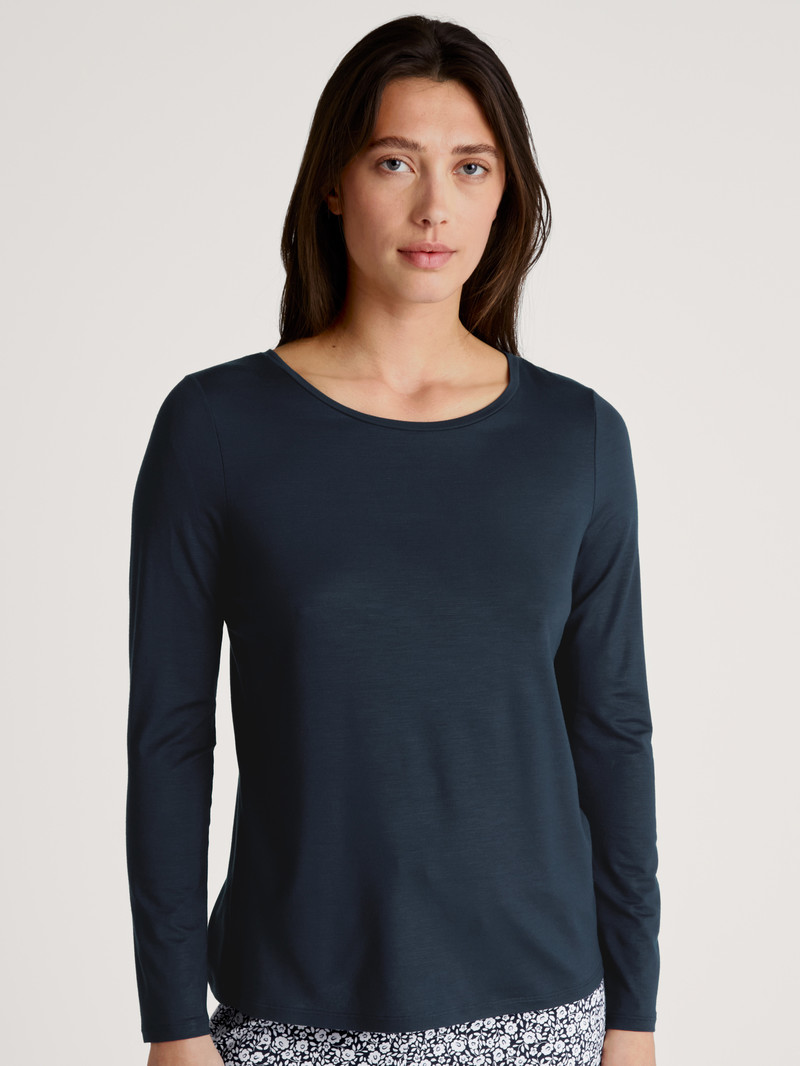 Loungewear Calida Favourites Joy Ii Shirt Long Sleeve Bleu Femme | OKQ-6538790