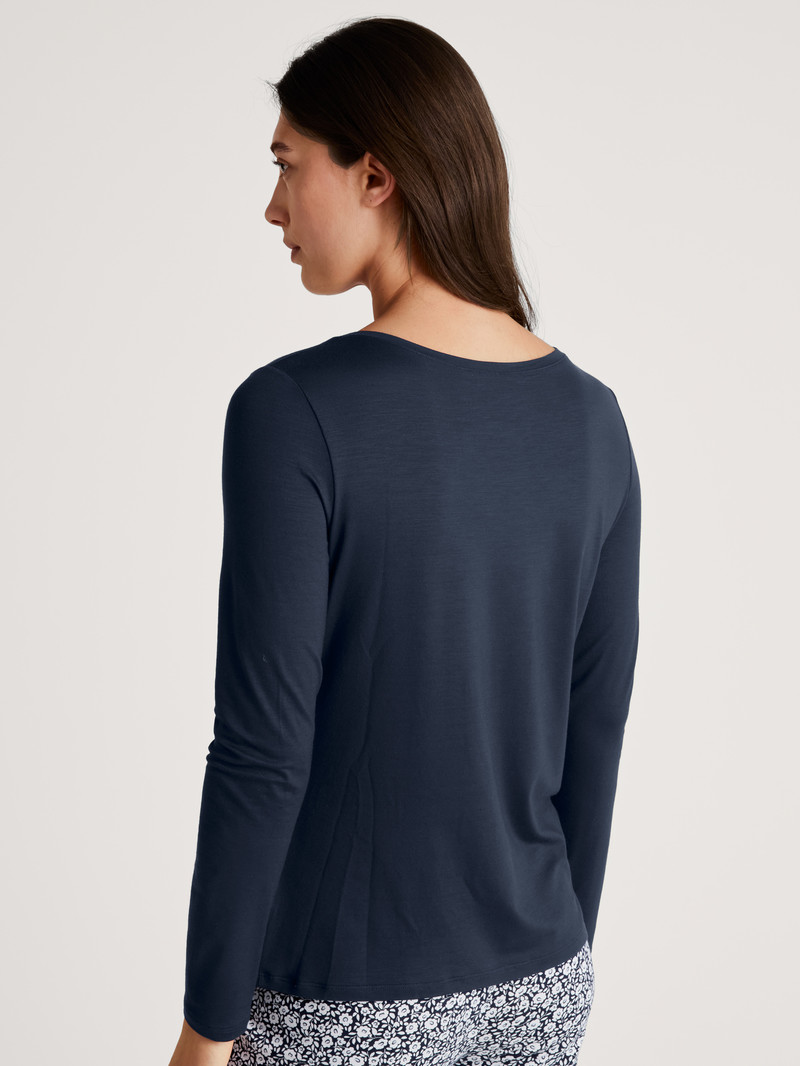 Loungewear Calida Favourites Joy Ii Shirt Long Sleeve Bleu Femme | OKQ-6538790