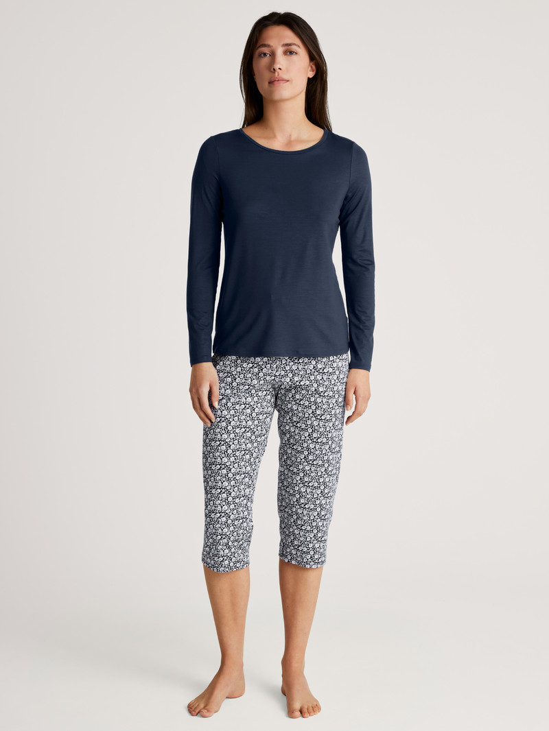 Loungewear Calida Favourites Joy Ii Shirt Long Sleeve Bleu Femme | OKQ-6538790