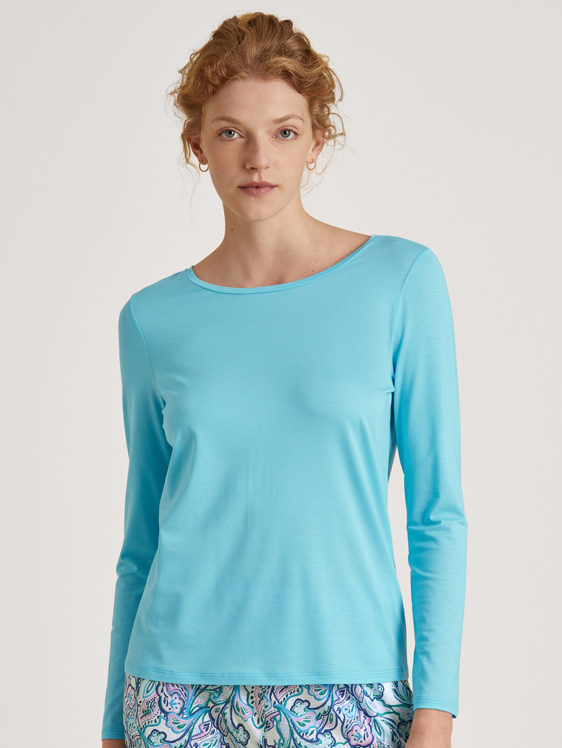 Loungewear Calida Favourites Energy Shirt Long Sleeve Bleu Femme | SDB-2845135