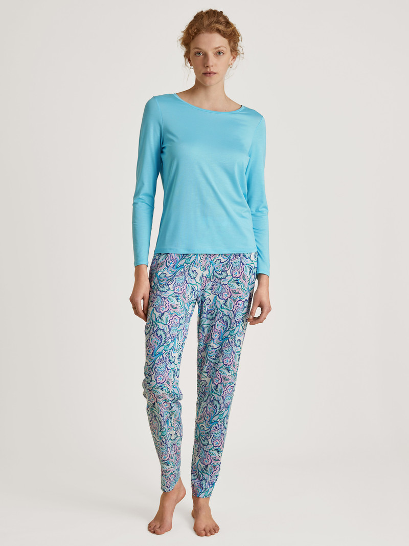 Loungewear Calida Favourites Energy Shirt Long Sleeve Bleu Femme | SDB-2845135