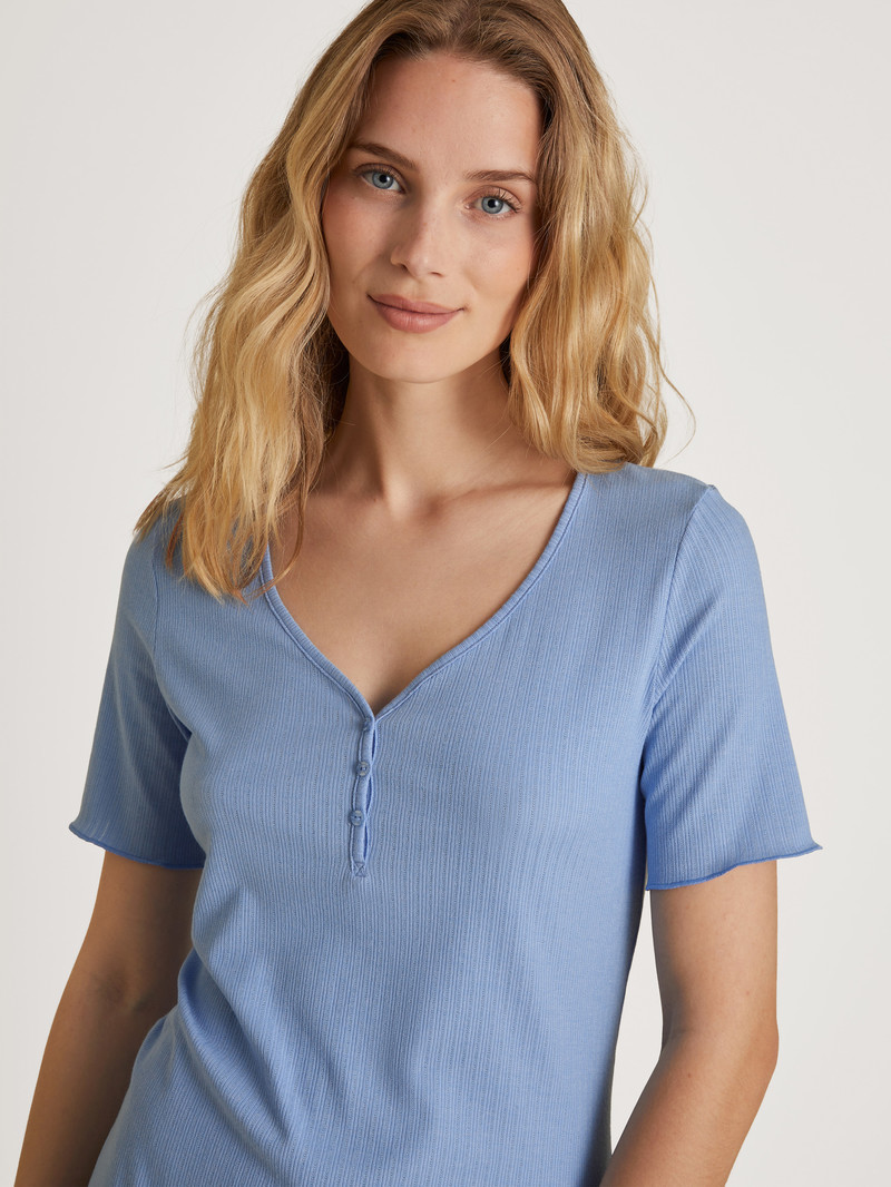 Loungewear Calida Favourites Harmony Shirt Short Sleeve Bleu Femme | MIV-2663370