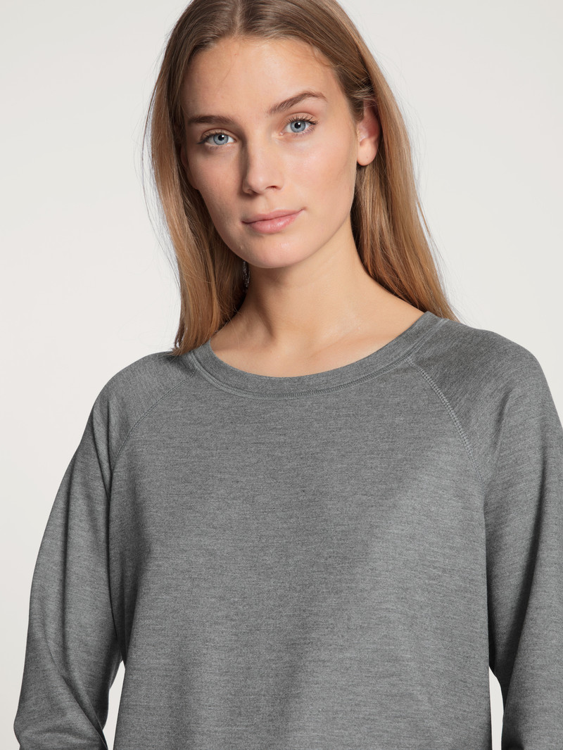 Loungewear Calida Favourites Lounge Shirt Long Sleeve, French Terry Grise Femme | GIW-4251176