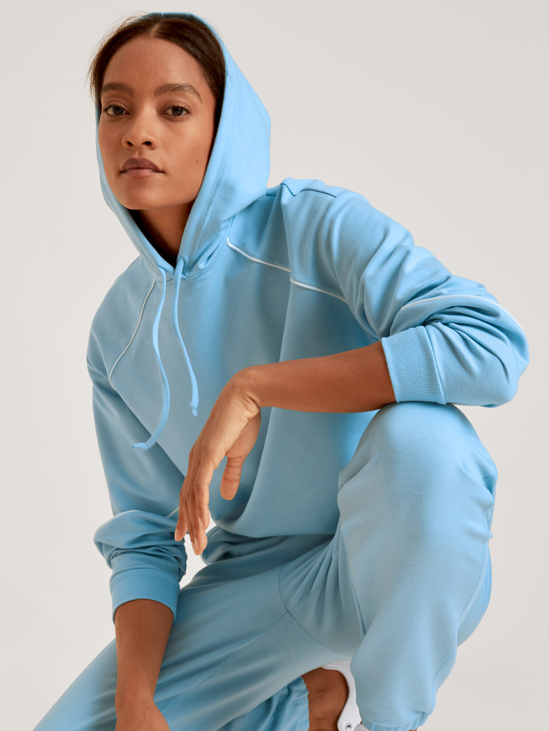 Loungewear Calida Lounge Paisley Sweatshirt With Hood Bleu Femme | ZTW-8006913