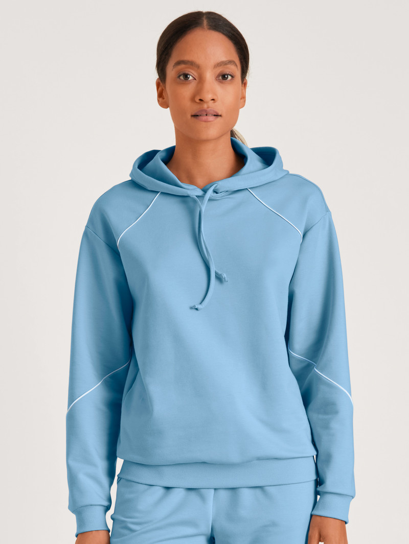 Loungewear Calida Lounge Paisley Sweatshirt With Hood Bleu Femme | ZTW-8006913