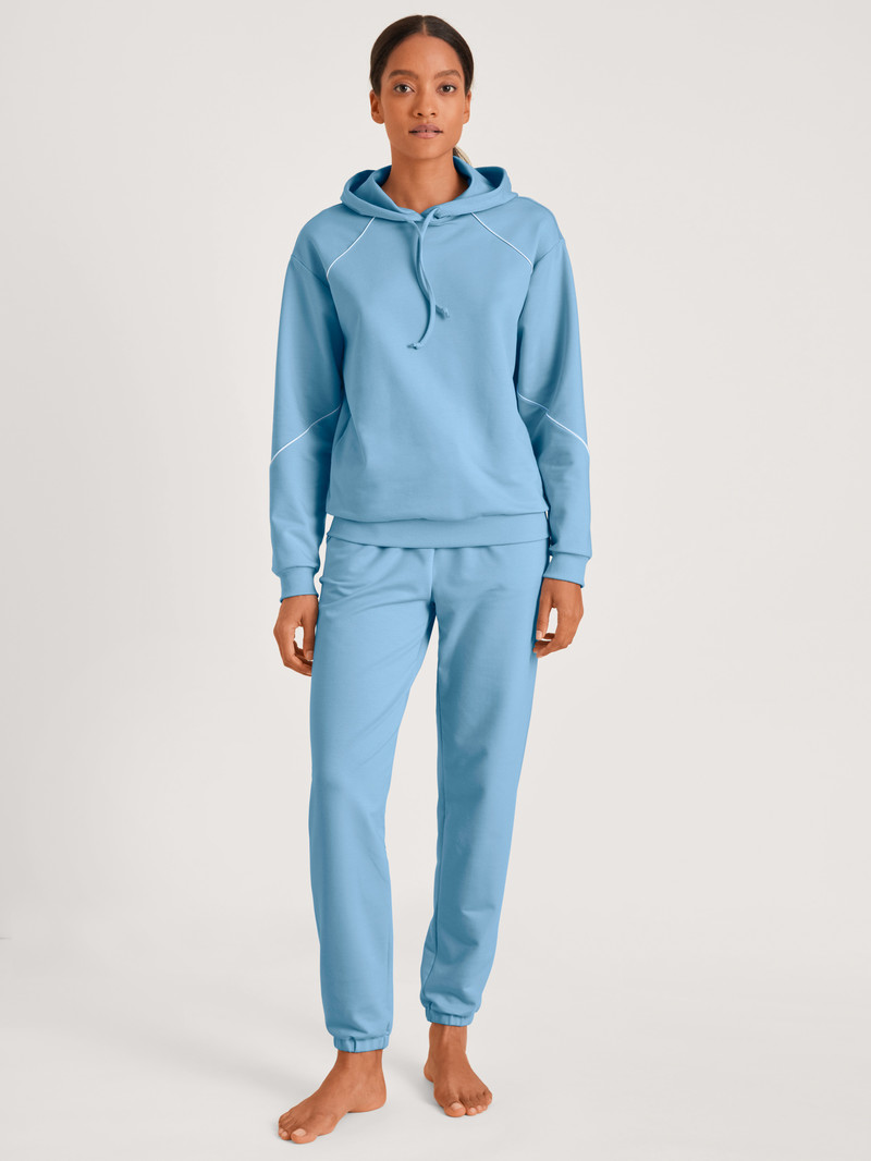 Loungewear Calida Lounge Paisley Sweatshirt With Hood Bleu Femme | ZTW-8006913