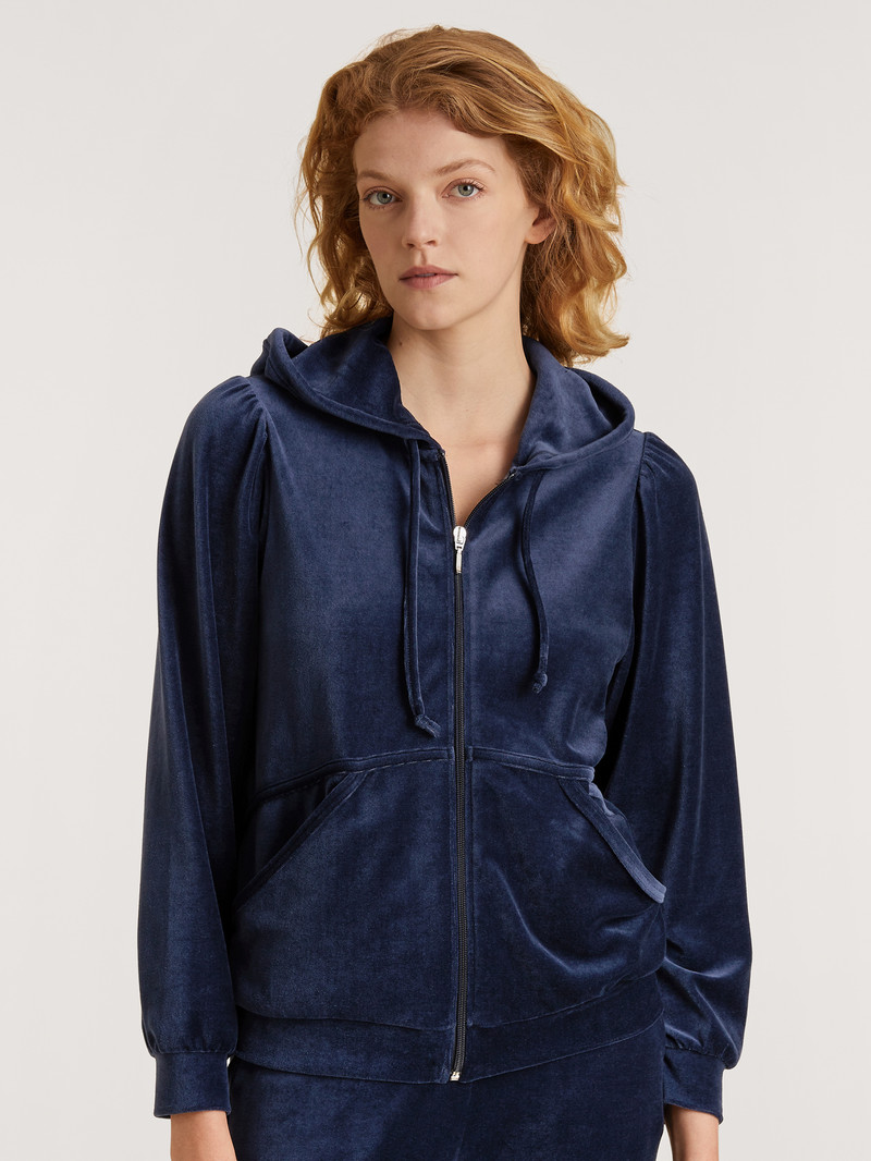 Loungewear Calida Lounge Space Sweatshirt With Hood Bleu Foncé Femme | ZOQ-3488085