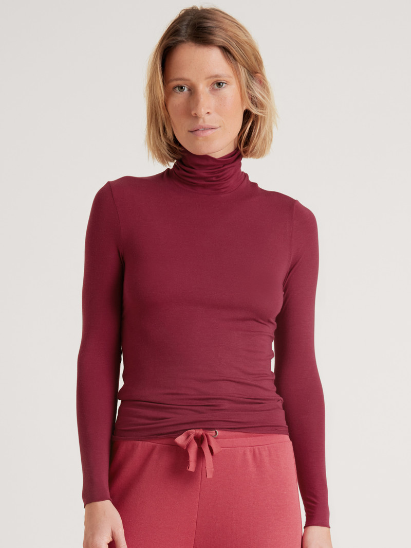 Loungewear Calida Second Skin Shirt Long-sleeve Rouge Femme | EJV-2360742