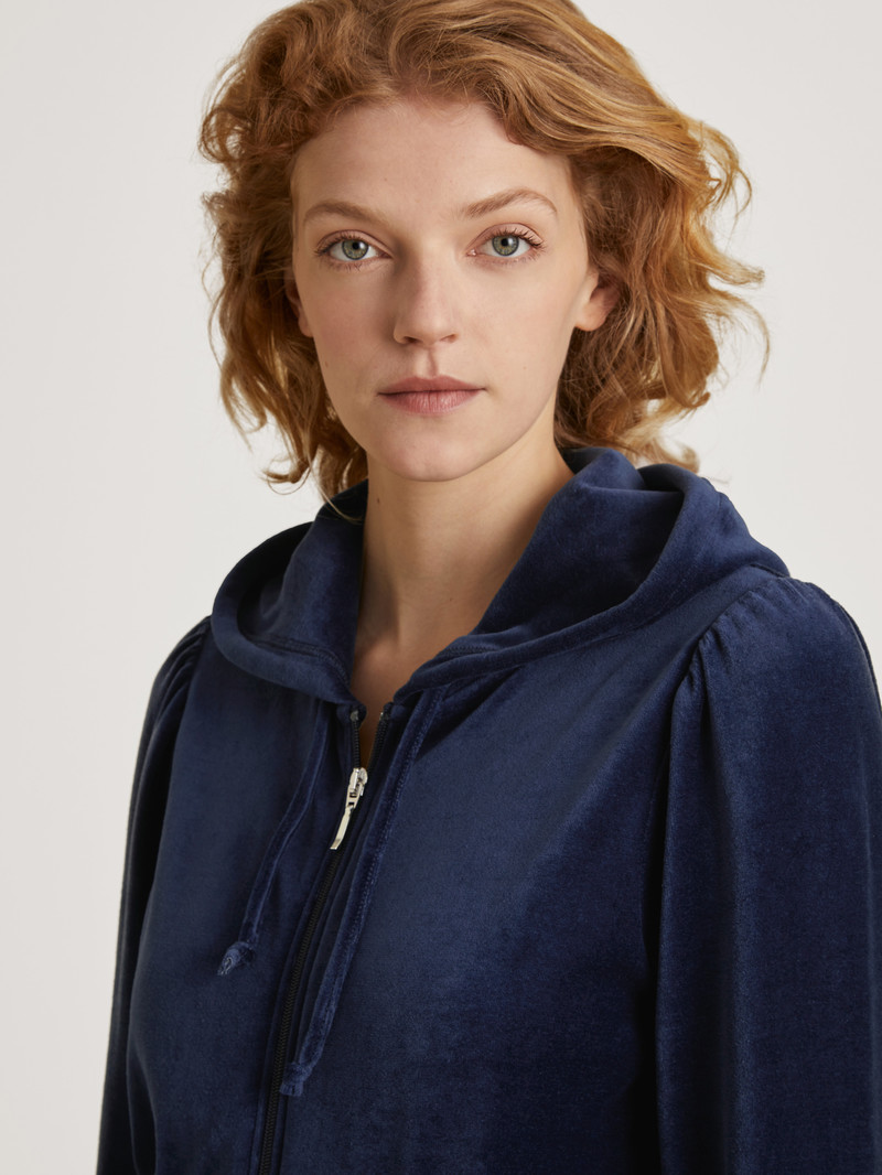 Loungewear Calida Lounge Space Sweatshirt With Hood Bleu Foncé Femme | ZOQ-3488085