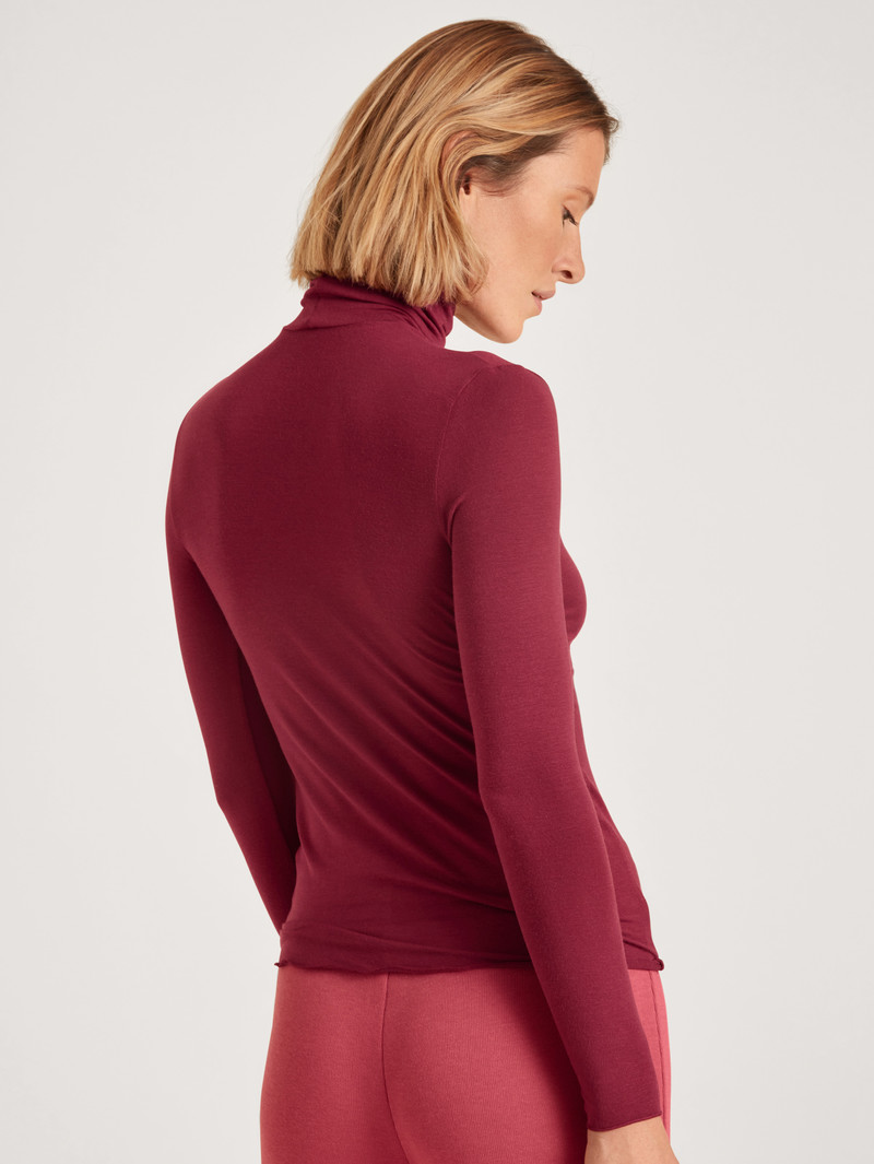 Loungewear Calida Second Skin Shirt Long-sleeve Rouge Femme | EJV-2360742