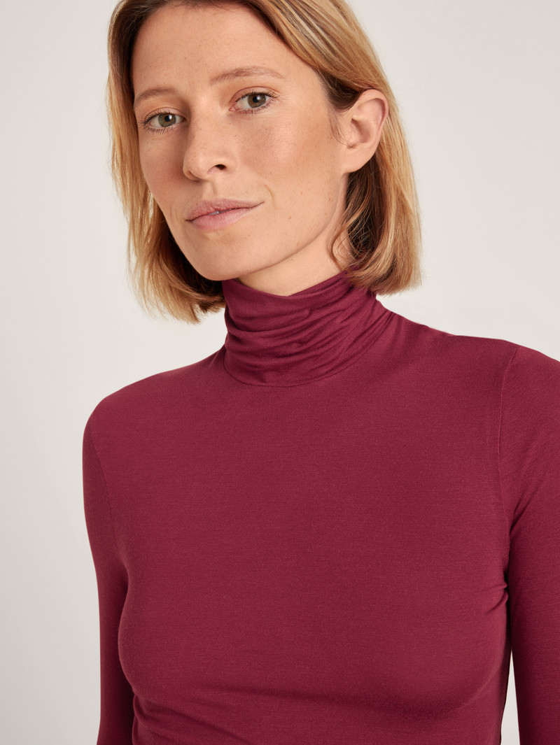 Loungewear Calida Second Skin Shirt Long-sleeve Rouge Femme | EJV-2360742