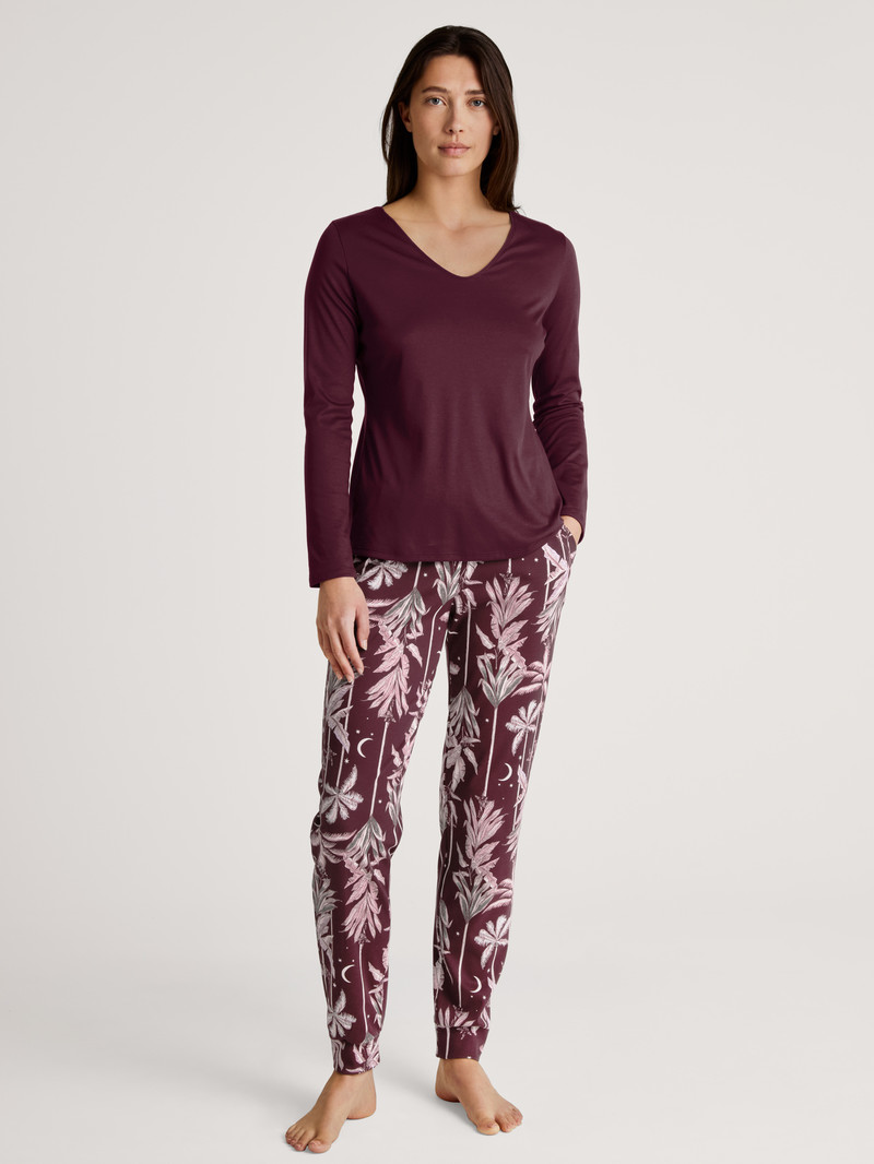 Vêtement De Nuit Calida Favourites Ground Pants With Cuffs Bleu Royal Rouge Femme | VRU-1550773