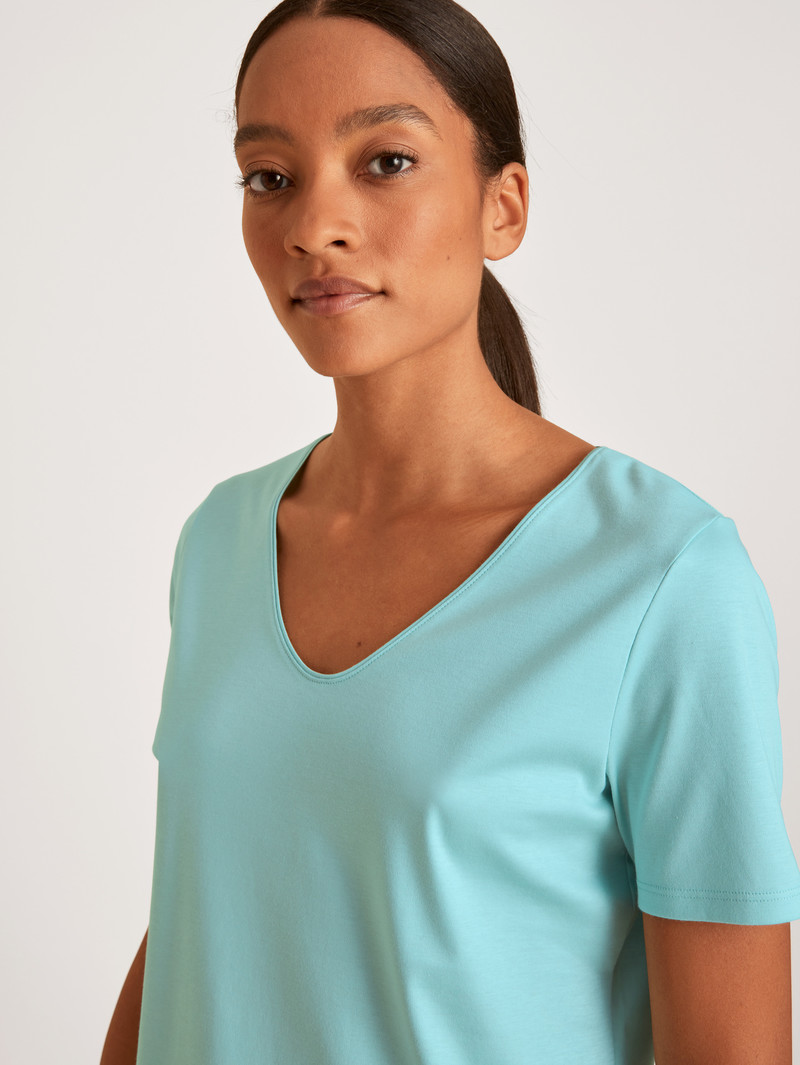 Vêtement De Nuit Calida Favourites Lavender V-shirt Pastel Turqoise Femme | UXV-4652713