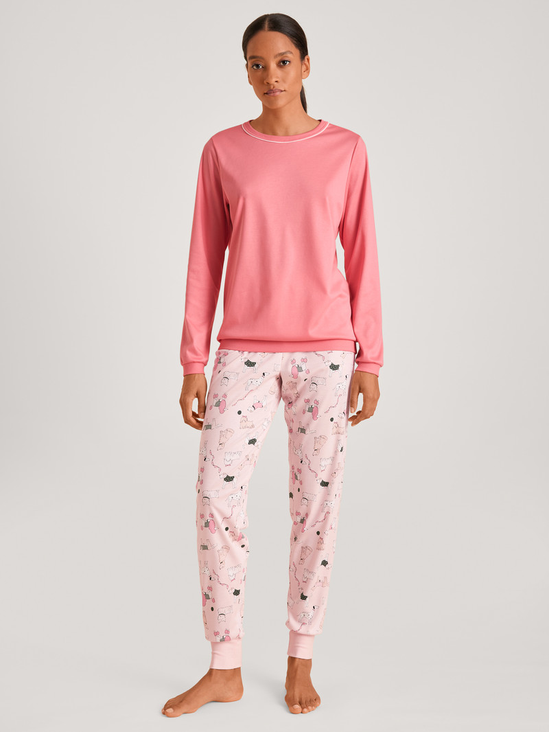 Vêtement De Nuit Calida Dog Dreams Pyjama With Cuff Strawberry Ice Femme | CXI-2177569