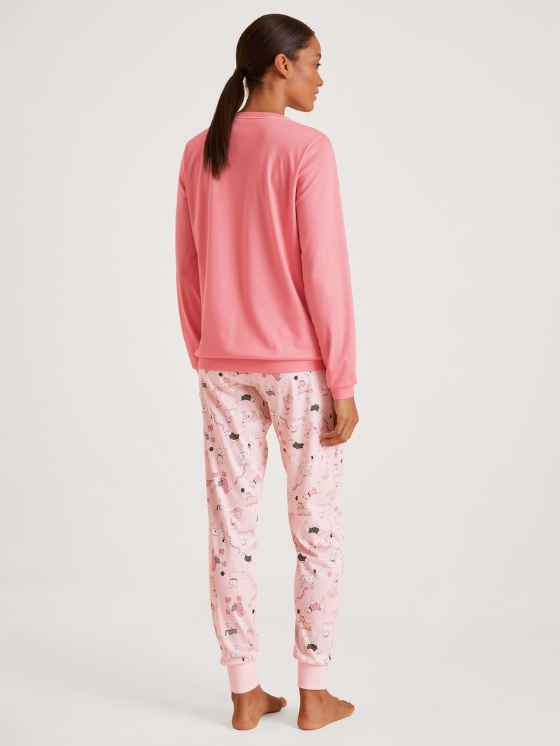 Vêtement De Nuit Calida Dog Dreams Pyjama With Cuff Strawberry Ice Femme | CXI-2177569