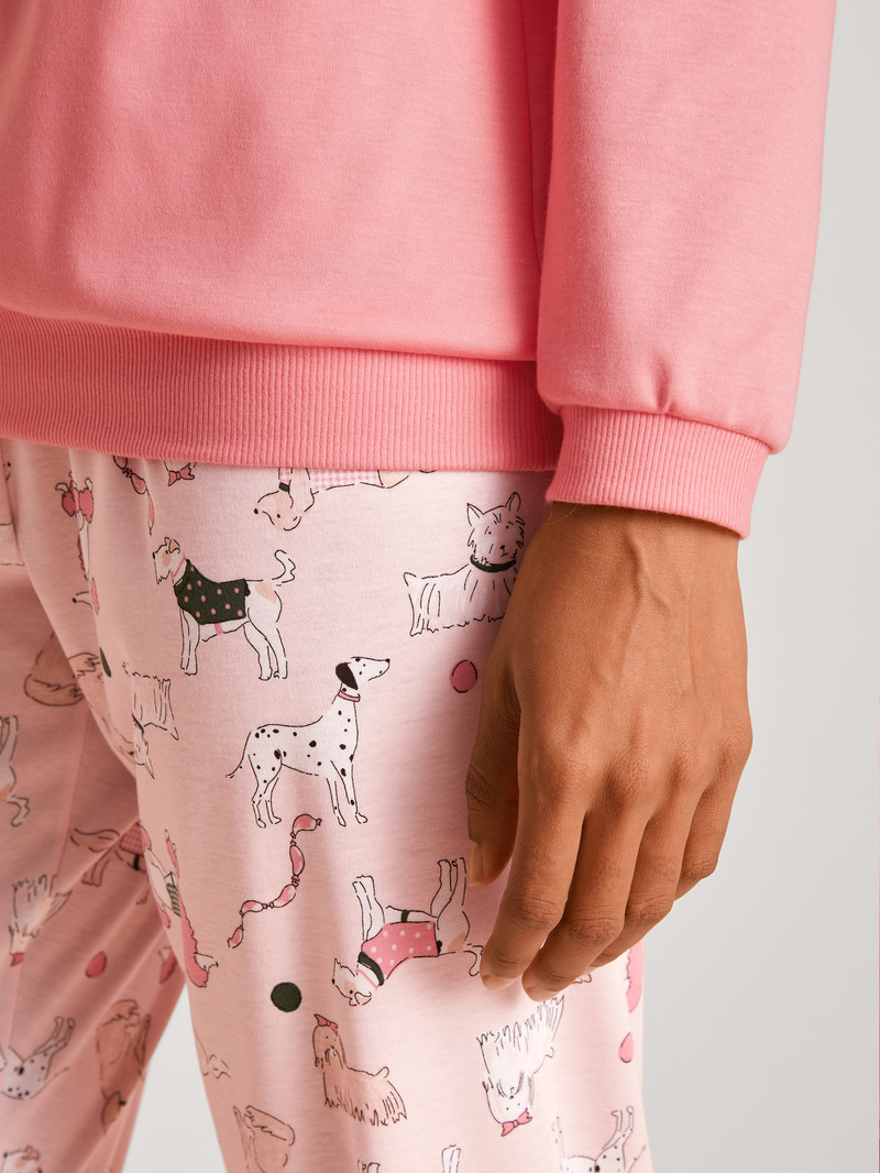 Vêtement De Nuit Calida Dog Dreams Pyjama With Cuff Strawberry Ice Femme | CXI-2177569