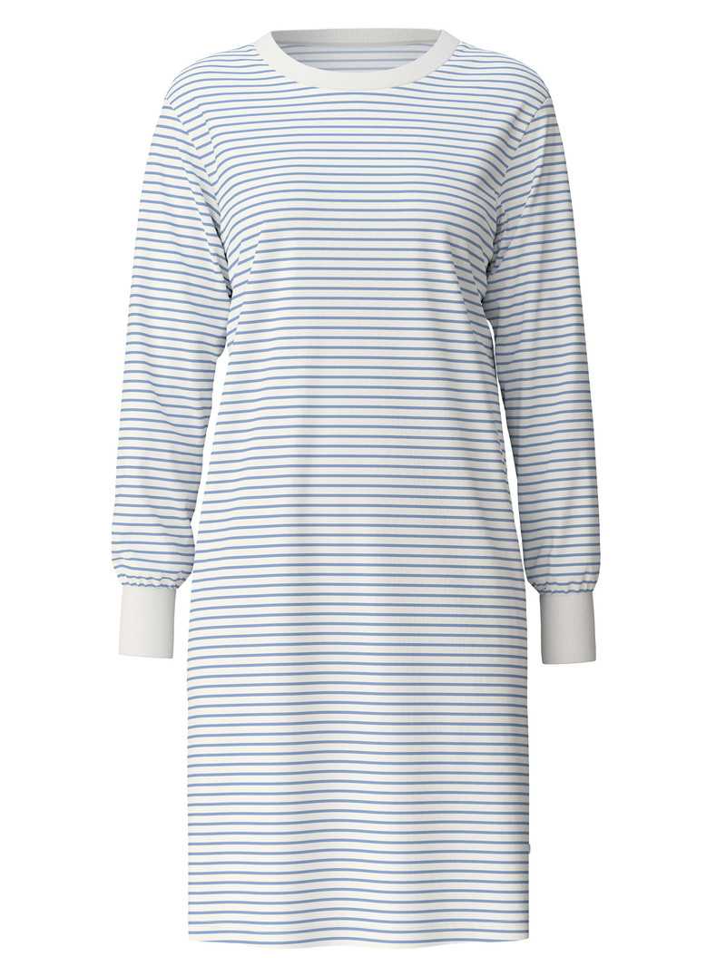 Vêtement De Nuit Calida Cotton Stripes Long-sleeved Nightdress, Length 100 Cm Endless Sky Femme | UWA-1692811