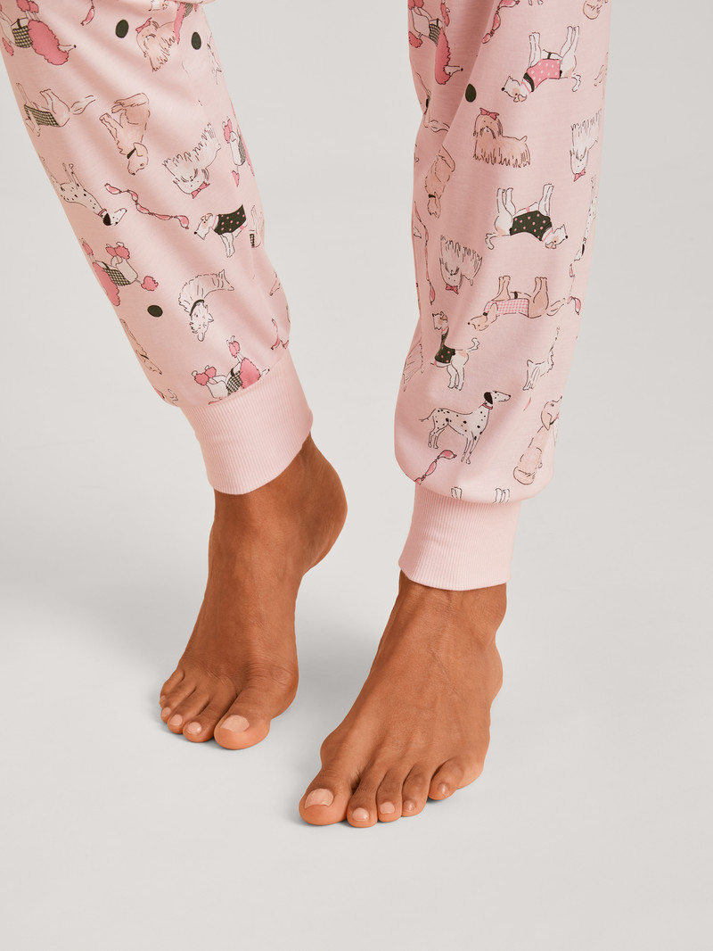 Vêtement De Nuit Calida Dog Dreams Pyjama With Cuff Strawberry Ice Femme | CXI-2177569